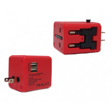 Universal travel adapter crvena